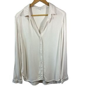BELLA DAHL Women's Classic Long Sleeve Button Down Blouse White Size Small